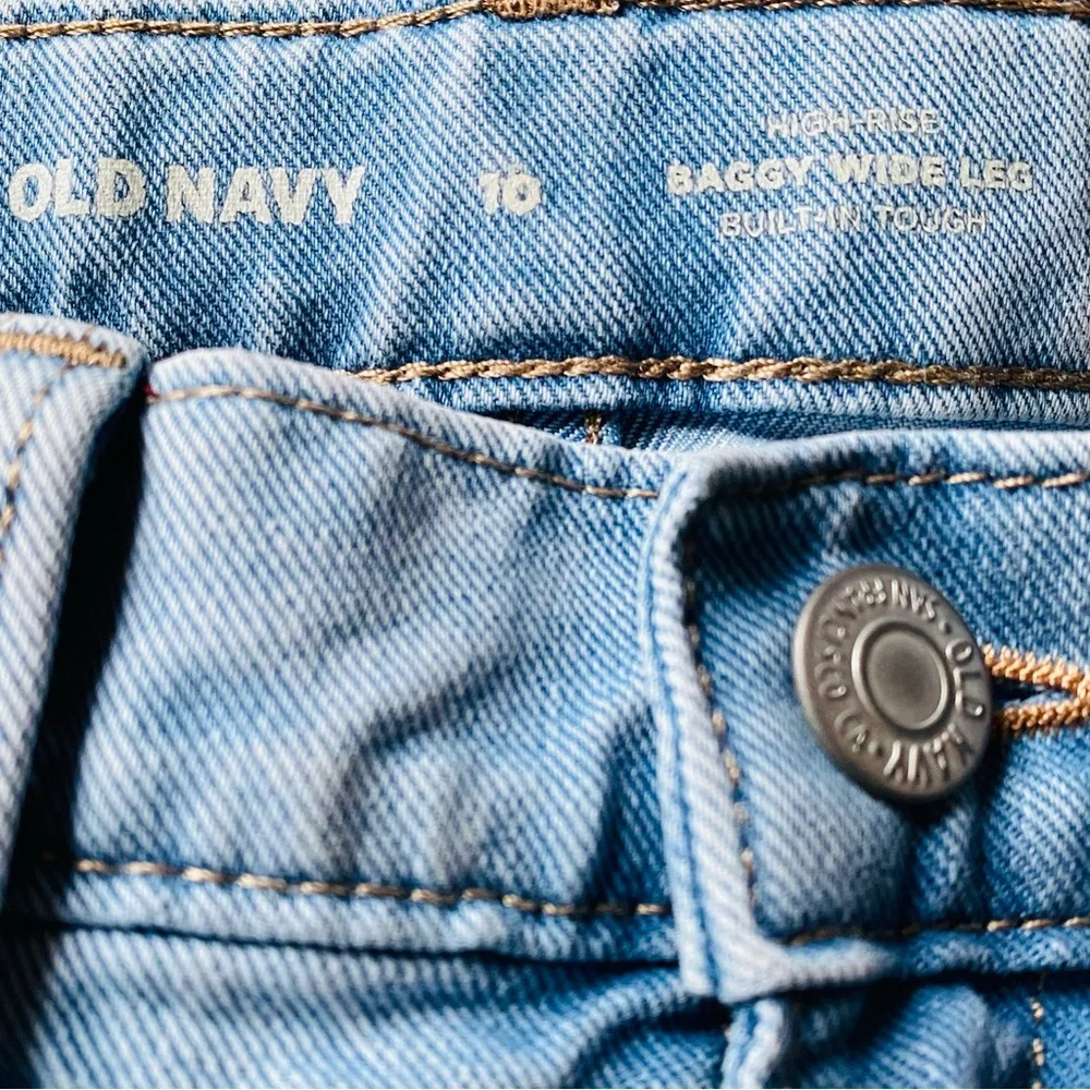 Old Navy High Rise Baggy Wide Leg Faded Wash Girls Jeans Sz 10